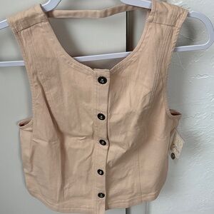 Free People Tan Button-Down Blouse